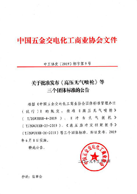 关于批准发布《高压无气喷枪》等三个团体标准的公告(图1)